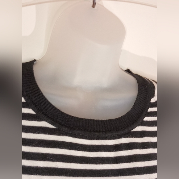 Preppy Clueles Black & White Striped SKIES ARE BLUE Nautical pullover(#1,103) - Picture 6 of 7